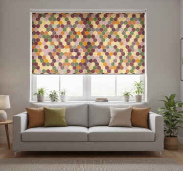 Cortina roller moderno hexágonos coloridos con textura - TenVinilo