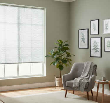 Cortina roller moderno patrón geométrico verde menta - TenVinilo