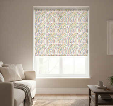 Cortina roller moderno líneas coloridas sobre fondo blanco - TenVinilo