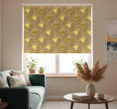 Modern roller blind with eclectic golden geometric pattern - TenStickers