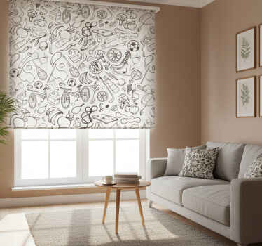 Modern roller blind with fitness and sport doodles - TenStickers