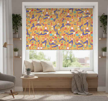 Modern roller blind hand drawn yoga design - TenStickers