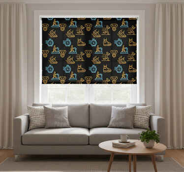 Modern roller blind with neon vector icons on black - TenStickers