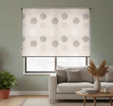 Modern roller blind gray circles with lines pattern - TenStickers