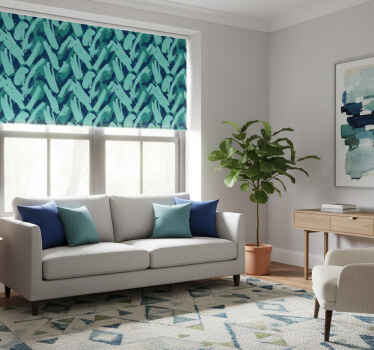 Modern roller blind in green and blue strokes - TenStickers