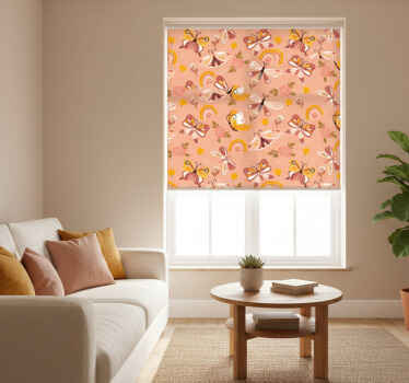 Cortina roller moderno mariposas y arcoíris boho - TenVinilo