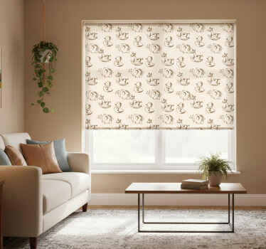 Cortina roller moderno diseño tierno elefante pato y caballo - TenVinilo