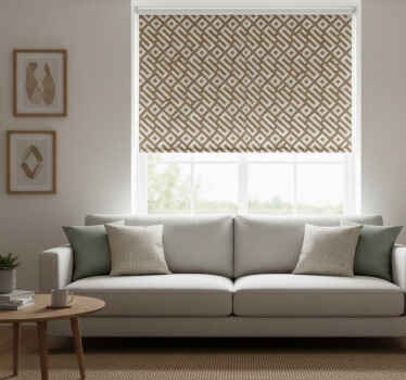 Cortina roller moderno diseño geométrico en tonos tierra - TenVinilo