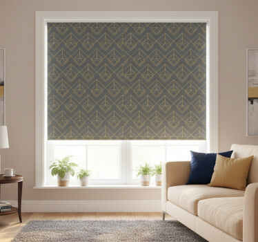 Estor enrollable moderno líneas doradas diagonales fondo gris - TenVinilo