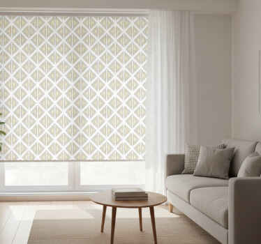 Estor enrollable moderno figuras grises líneas doradas y beige - TenVinilo