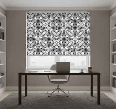 Cortina roller negra azulejos florales - TenVinilo