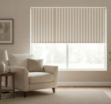 Rolgordijn woonkamer beige gestreept - TenStickers