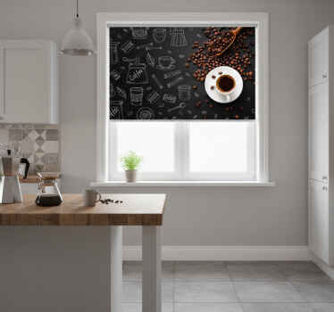 Rolo zavesa za kuhinjo kavna zrna in risbe - TenStickers