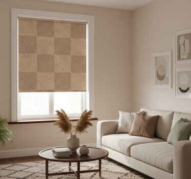 Blind beige jute squares brown design - TenStickers