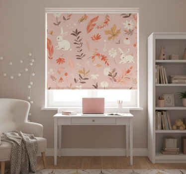 Cortina roller rosa diseño bosque de otoño - TenVinilo