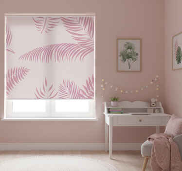 Cortina roller rosa hojas de palma grandes - TenVinilo