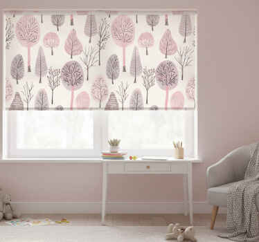 Cortina roller rosa árboles nórdicos - TenVinilo