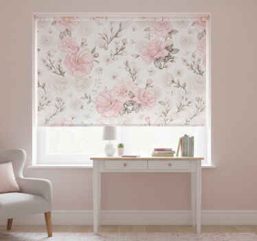 Tenda a rullo rosa design floreale grigio rosa - TenStickers