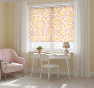 Tenda a rullo rosa con motivo floreale moderno colorato - TenStickers