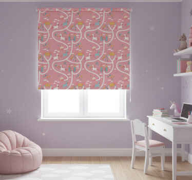 Tenda a rullo rosa castelli e unicorni - TenStickers