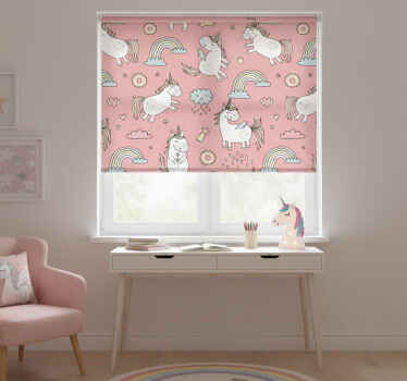 Cortina roller rosa encanto de unicornio mágico - TenVinilo