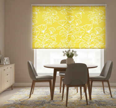Rolgordijn geel met bloemenpatroon - TenStickers