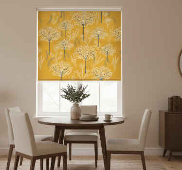 Estor enrollable amarillo patrón de árboles - TenVinilo