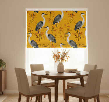 Rolgordijn geel met het patroon van reigers - TenStickers