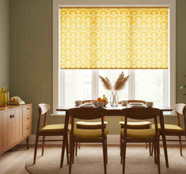 Rolgordijn geel retro 70s gele figuren - TenStickers