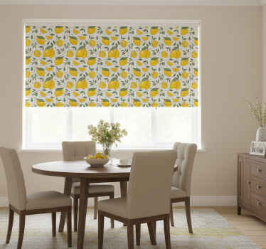 Estor enrollable amarillo limones y flores crema - TenVinilo