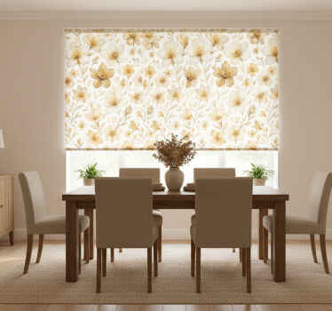 Yellow blind with lifelike floral design - TenStickers
