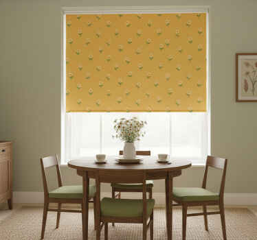 Rolgordijn geel 1940's madeliefjes kinderkamer ontwerp - TenStickers