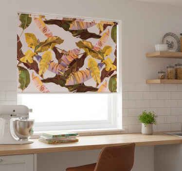 Estore de rolo para cozinha folhas de banana exóticas - TenStickers