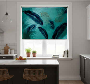 Estore de rolo para cozinha estética de penas aquareladas - TenStickers