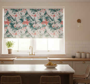 Estore de rolo para cozinha plantas e flores tropicais - TenStickers