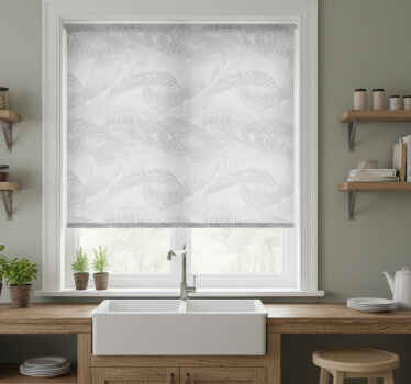 Cortina roller cocina ilustración tropical gris vintage - TenVinilo