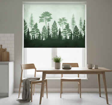 Cortina roller cocina árboles escandinavos en verdes - TenVinilo