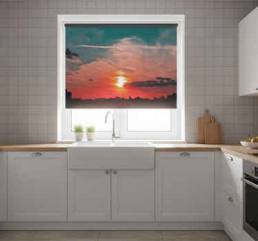 Cortina roller cocina diseño elegante cielo nublado - TenVinilo