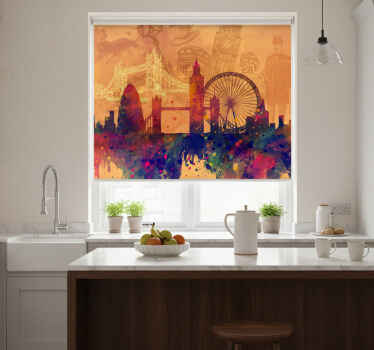 Cortina roller cocina silueta del skyline histórico - TenVinilo