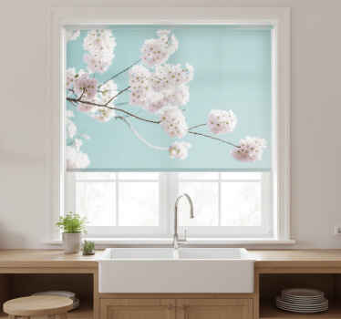 Estore de rolo para cozinha design floral branco elegante - TenStickers