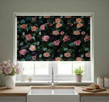 Estore de rolo para cozinha rosas corais pink - TenStickers