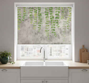 Keuken rolgordijn met hangplanten op betontextuur - TenStickers