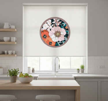 Estore de rolo para cozinha flores de filhote em círculo - TenStickers