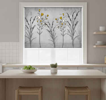 Estore de rolo para cozinha plantas cinzas escandinavas - TenStickers