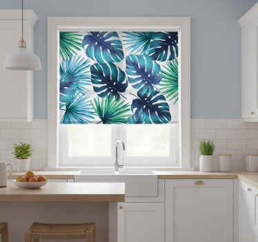 Cortina roller cocina hojas tropicales estilo californiano - TenVinilo