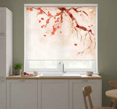 Cortina roller cocina pared de árbol chino - TenVinilo