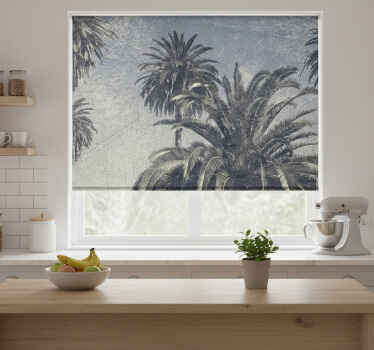 Estore de rolo para cozinha palmeiras cinzas desenhadas - TenStickers