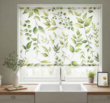 Estore de rolo para cozinha folhas de eucalipto aquareladas - TenStickers