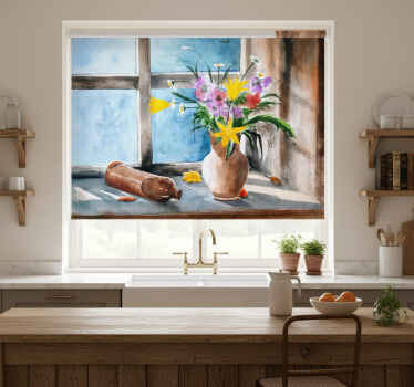 Cortina roller cocina vintage de plantas - TenVinilo