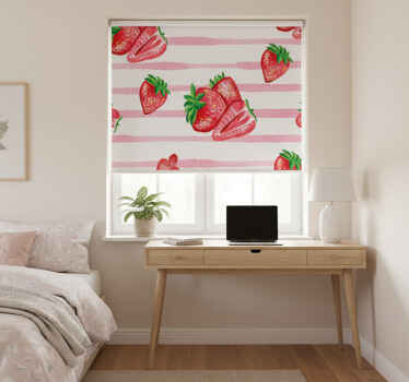 Rolo zavesa za kuhinjo brezšivne jagode na črtah - TenStickers